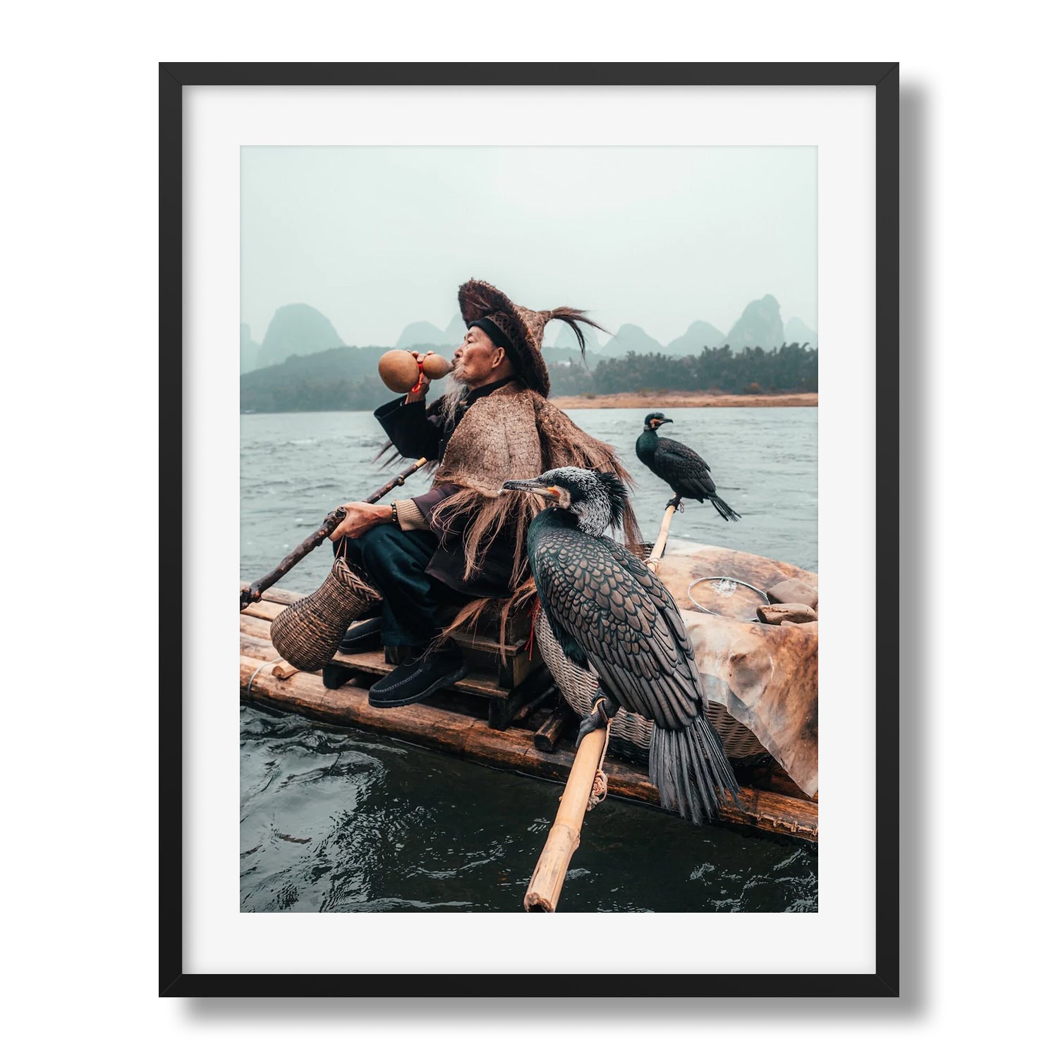Cormorant Fisherman of Yangshuo I Framed Print - China by Peter Yan Studio