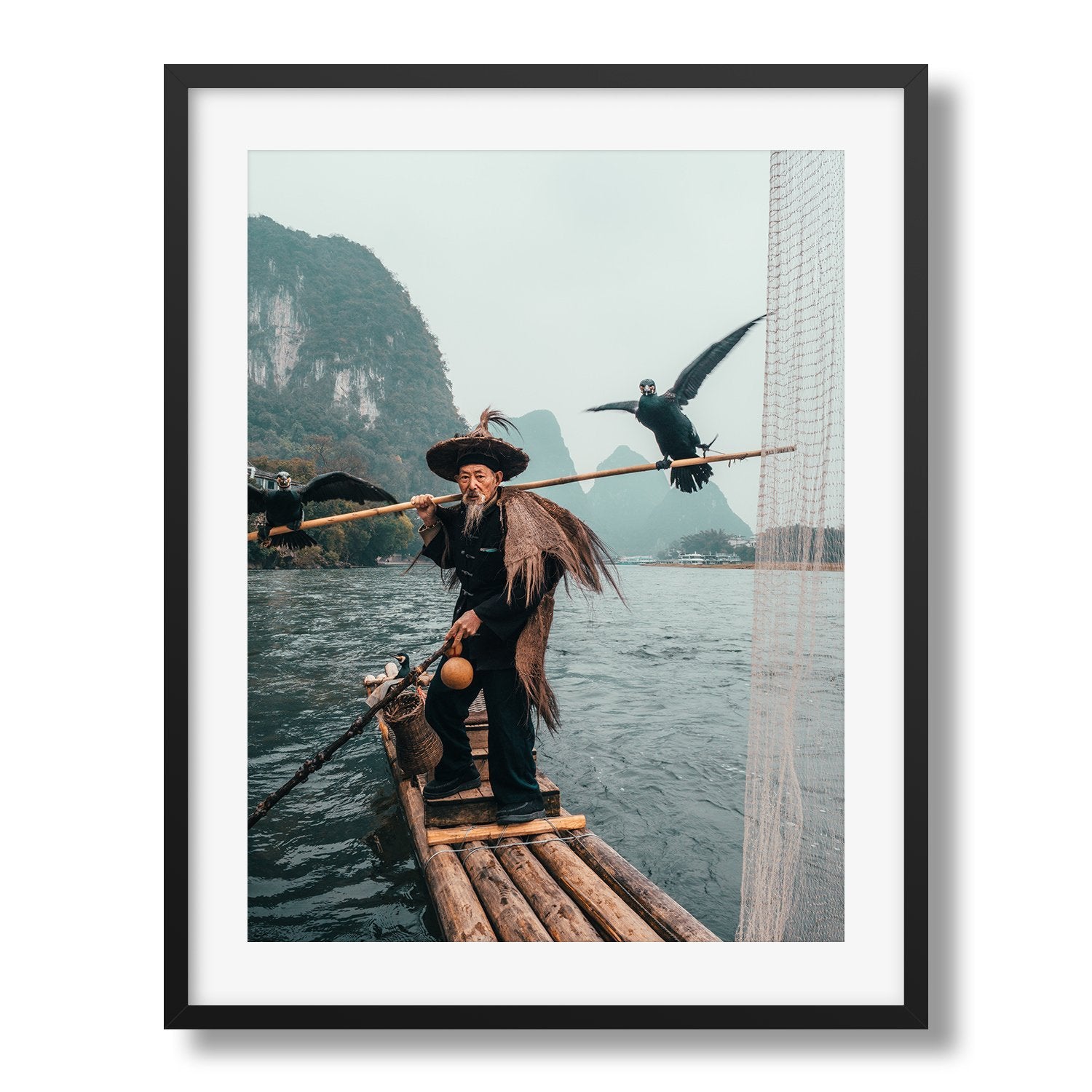 Cormorant Fisherman of Yangshuo II Framed Print - China by Peter Yan Studio