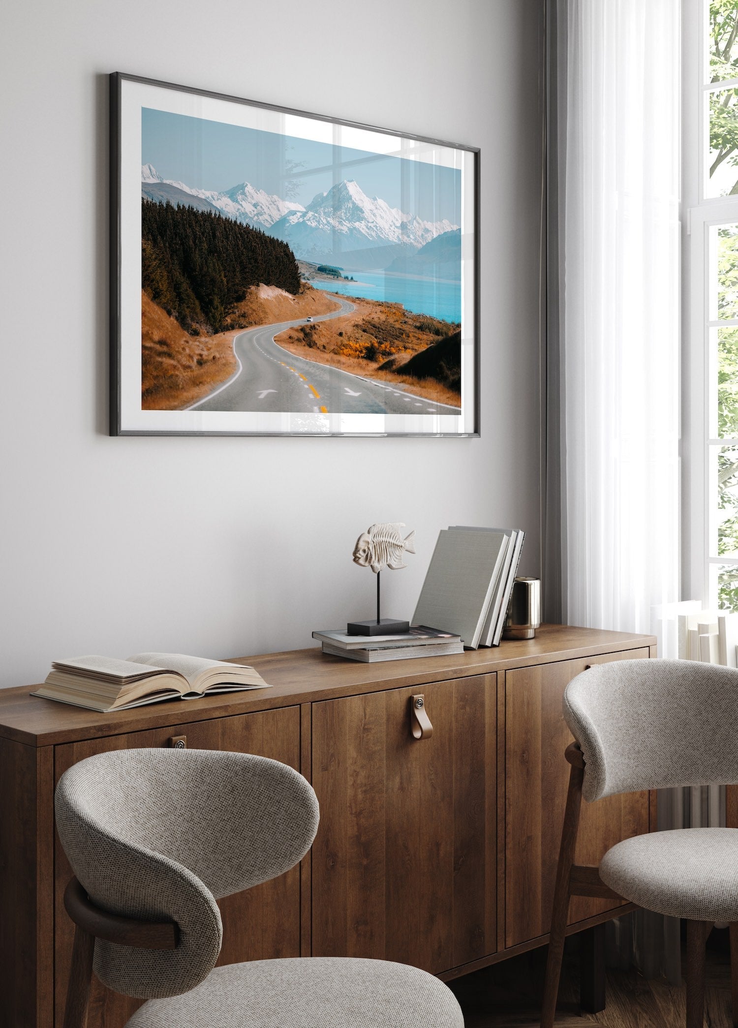 Curvy Road to Mt Cook - Peter Yan Studio Framed Photo Print Wall Art