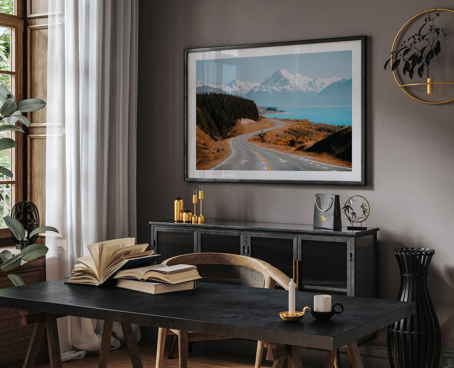 Curvy Road to Mt Cook - Peter Yan Studio Framed Photo Print Wall Art