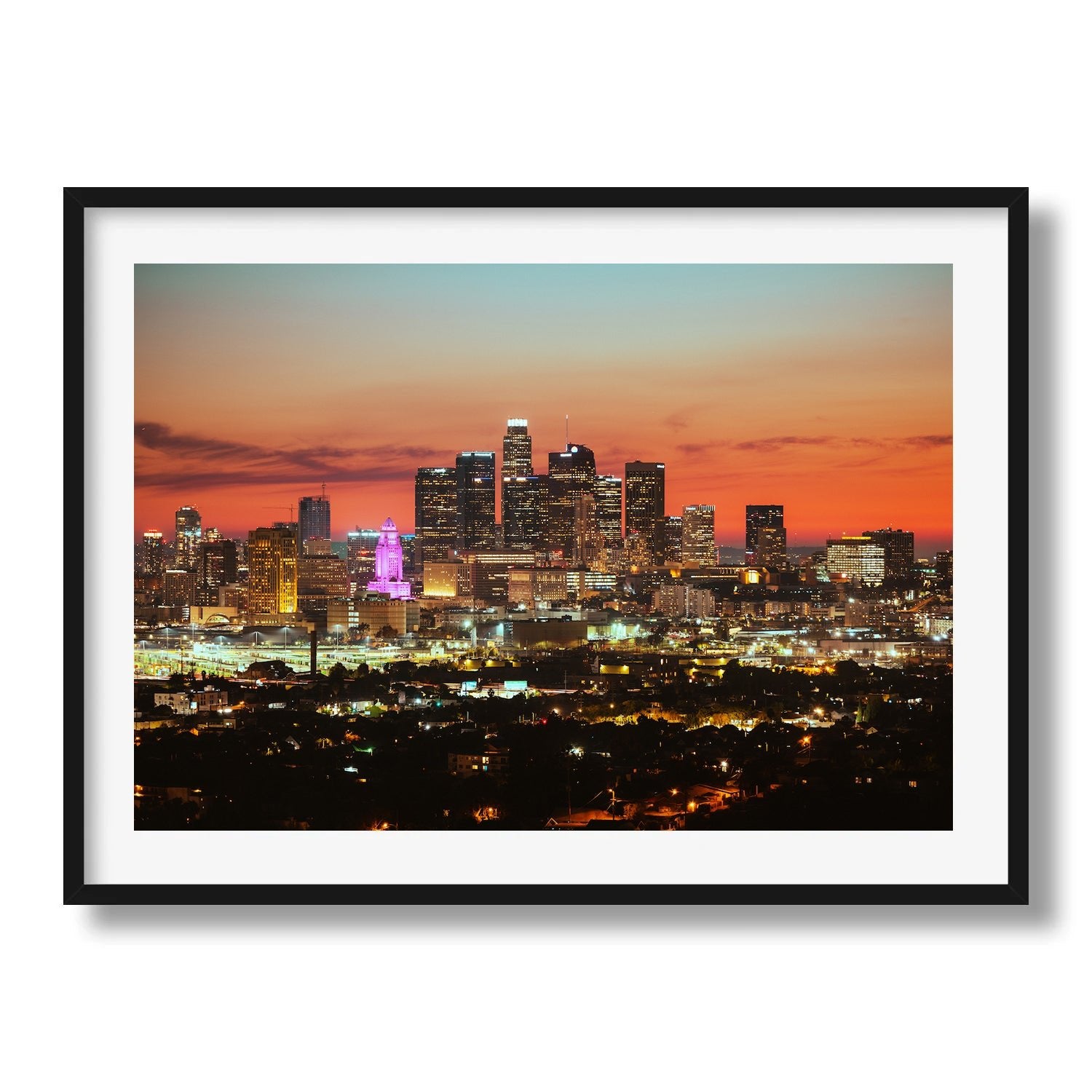 Downtown Los Angeles Sunset - Peter Yan Studio Framed Photo Print Wall Art