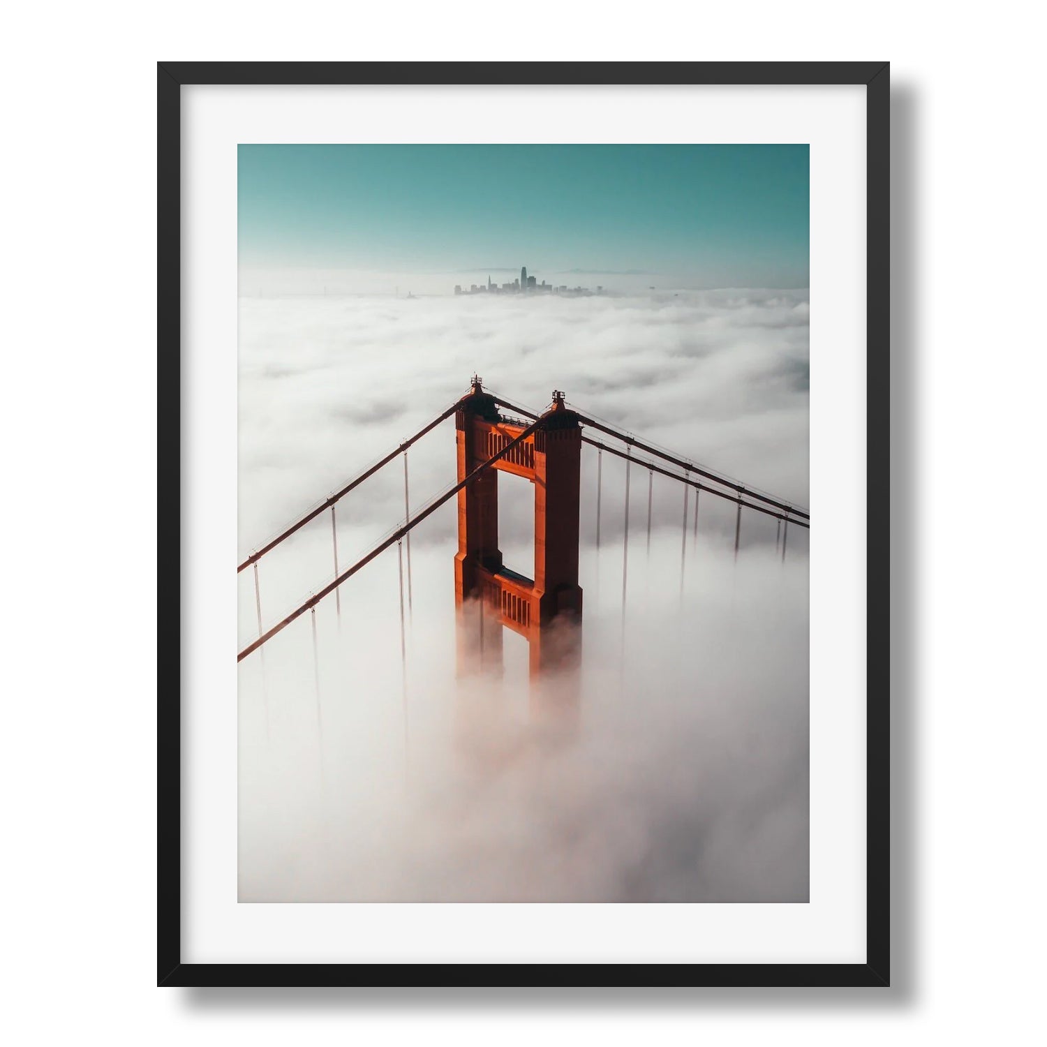 Golden Gate Bridge In The Fog - Peter Yan Studio Framed Photo Print Wall Art