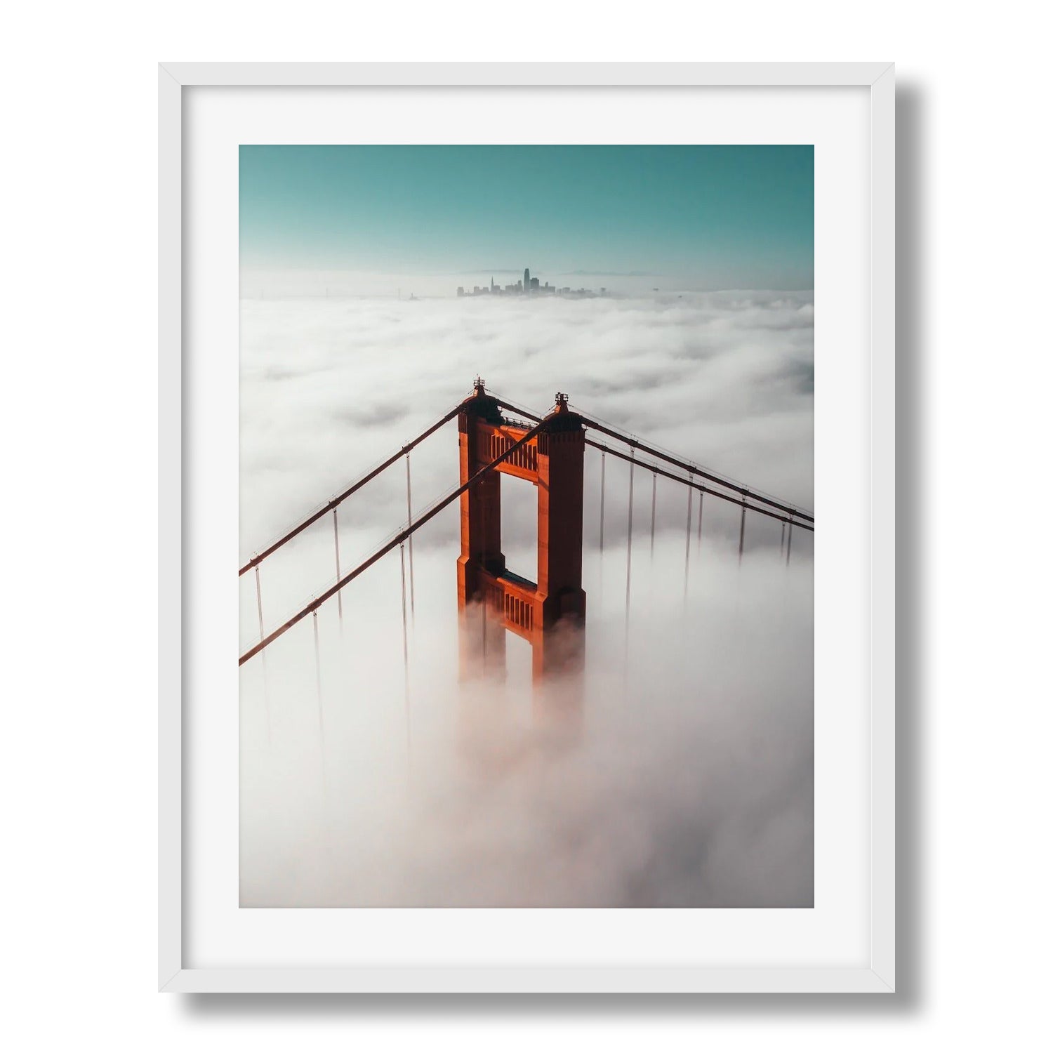 Golden Gate Bridge In The Fog - Peter Yan Studio Framed Photo Print Wall Art