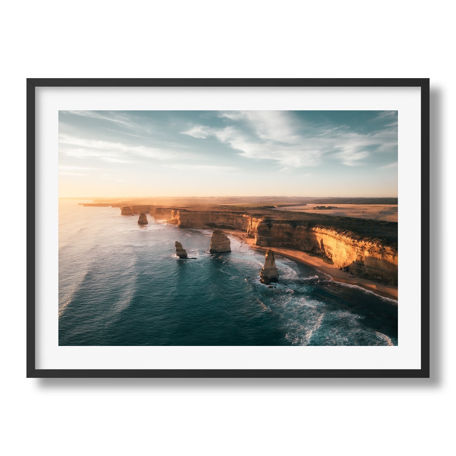 Golden Shoreline, Great Ocean Road Framed Print - Aerial by Peter Yan Studio