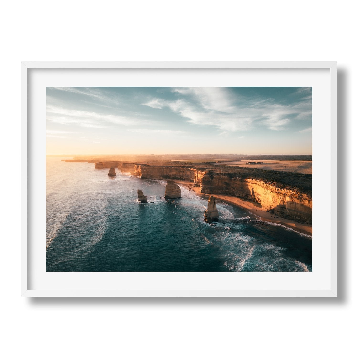 Golden Shoreline, Great Ocean Road Framed Print - Aerial by Peter Yan Studio