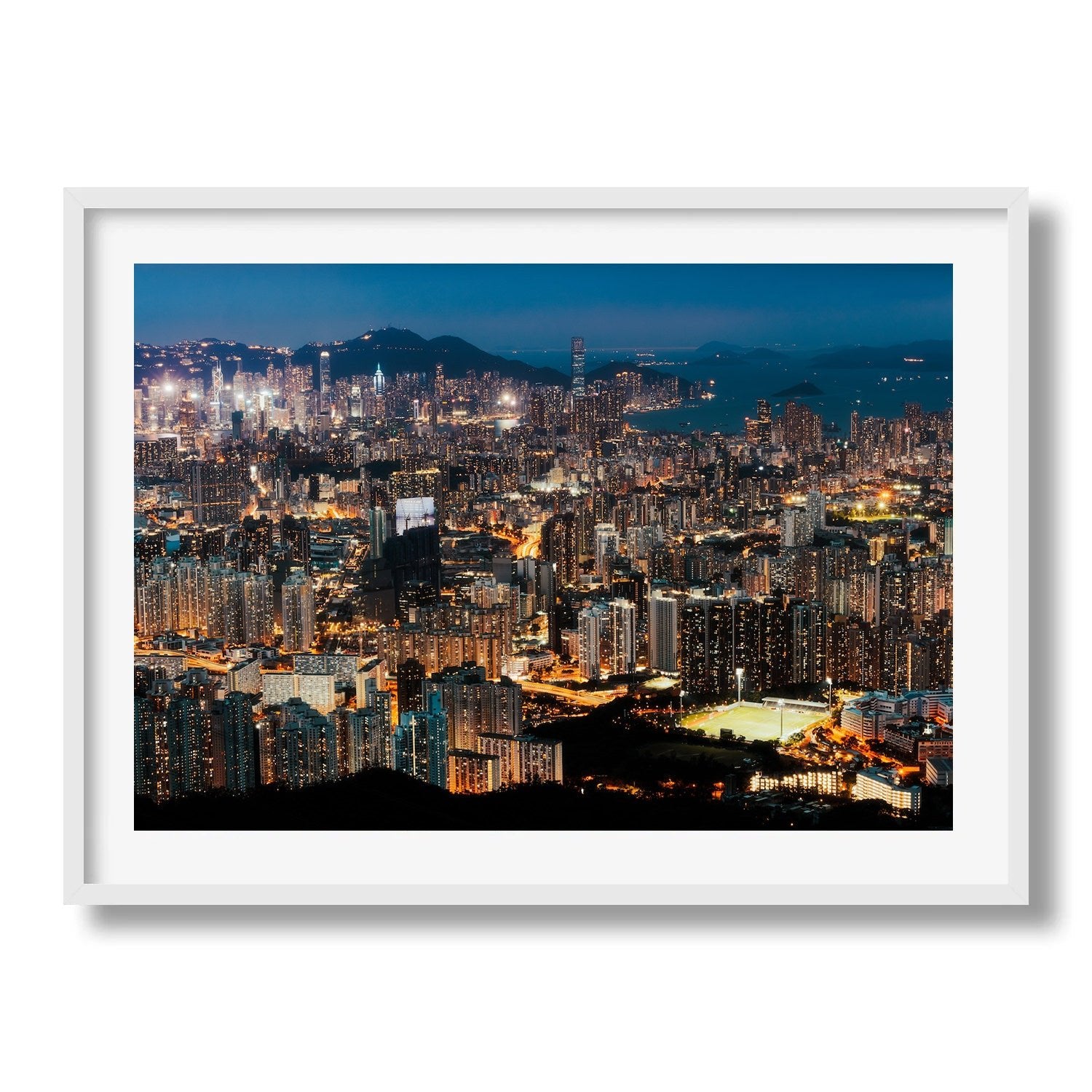 Hong Kong Blue Hour From Kowloon Peak II Framed Print - Architecture by Peter Yan Studio