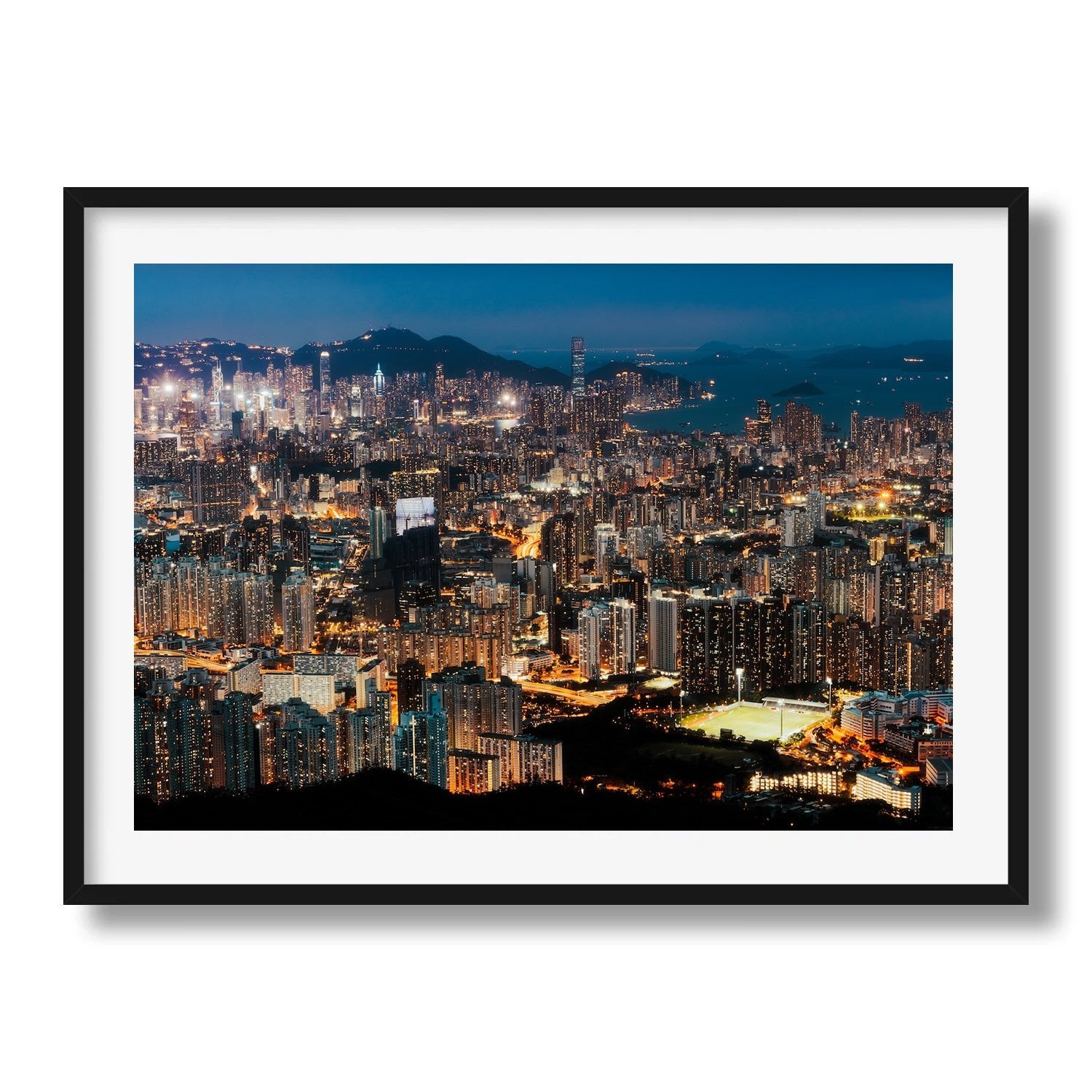 Hong Kong Blue Hour From Kowloon Peak II Framed Print - Architecture by Peter Yan Studio