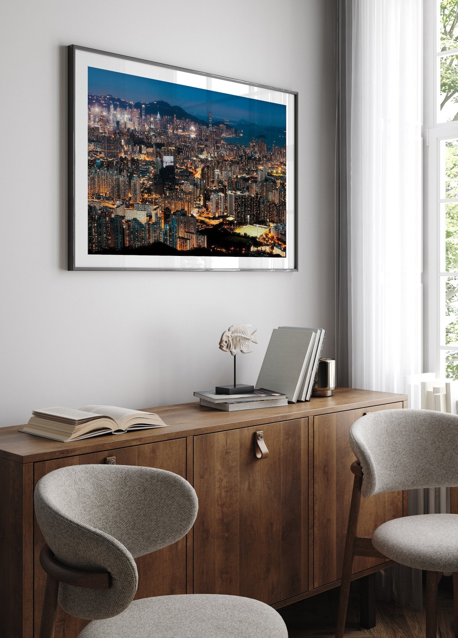 Hong Kong Blue Hour From Kowloon Peak II Framed Print - Architecture by Peter Yan Studio