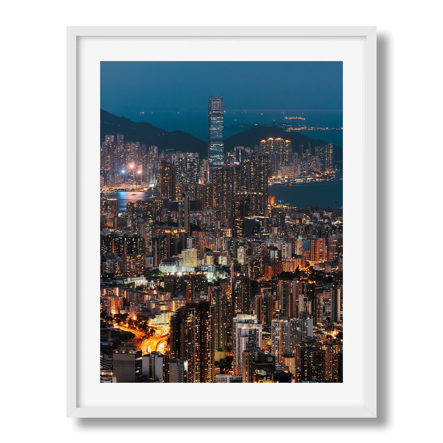 Hong Kong Blue Hour From Kowloon Peak Framed Print - Architecture by Peter Yan Studio