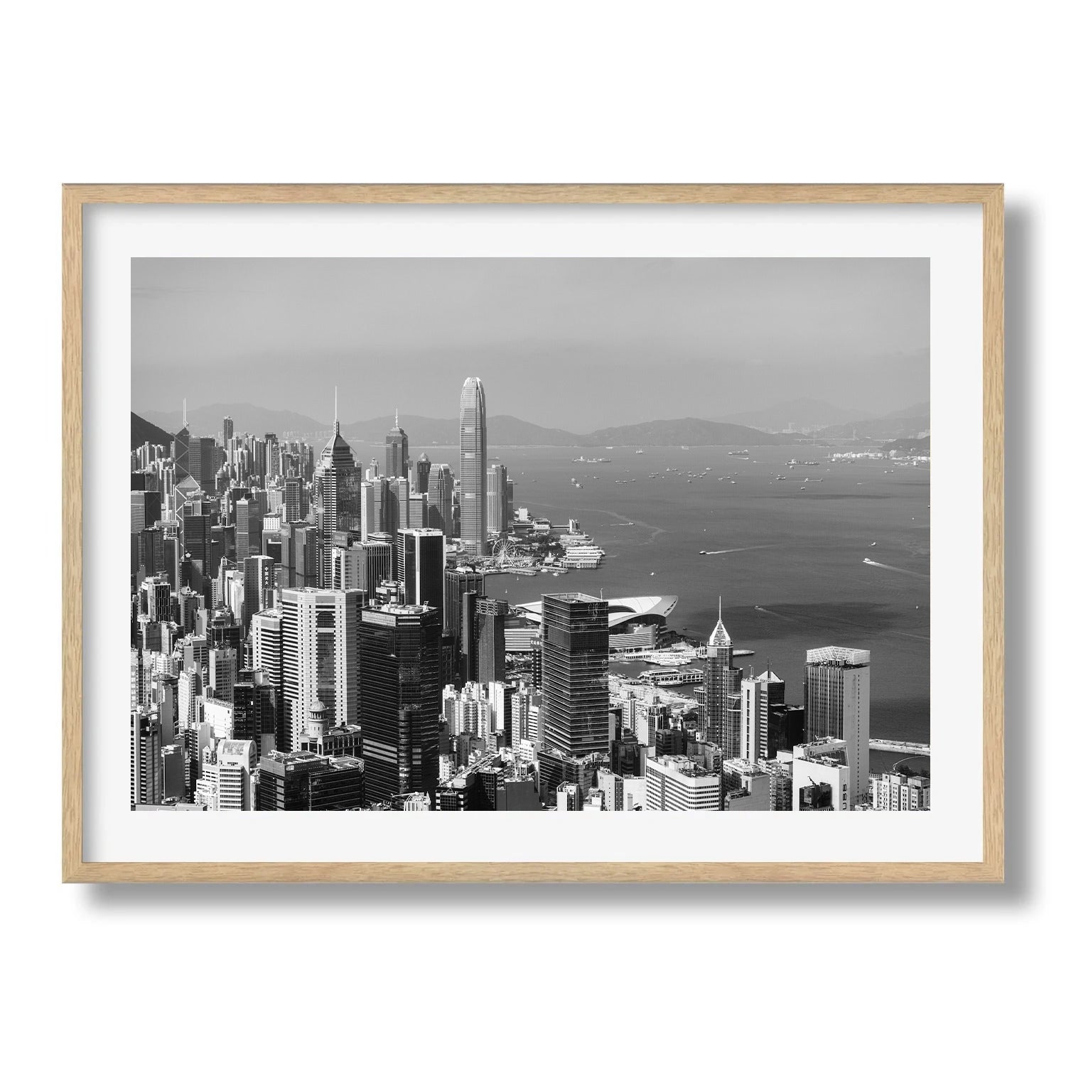 Hong Kong Central Skyline in Black & White - Peter Yan Studio Framed Photo Print Wall Art