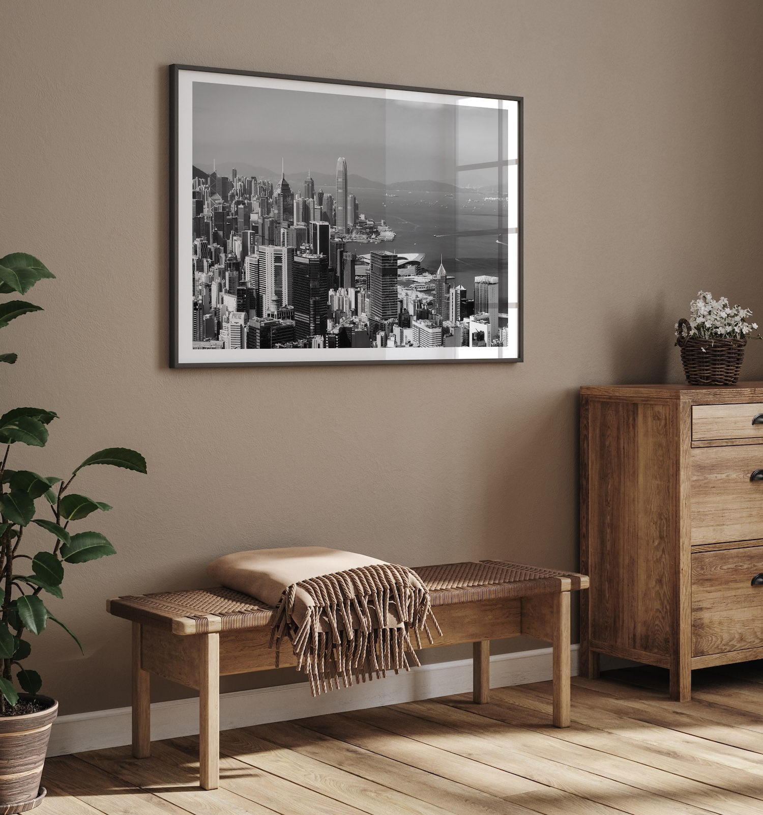 Hong Kong Central Skyline in Black & White - Peter Yan Studio Framed Photo Print Wall Art