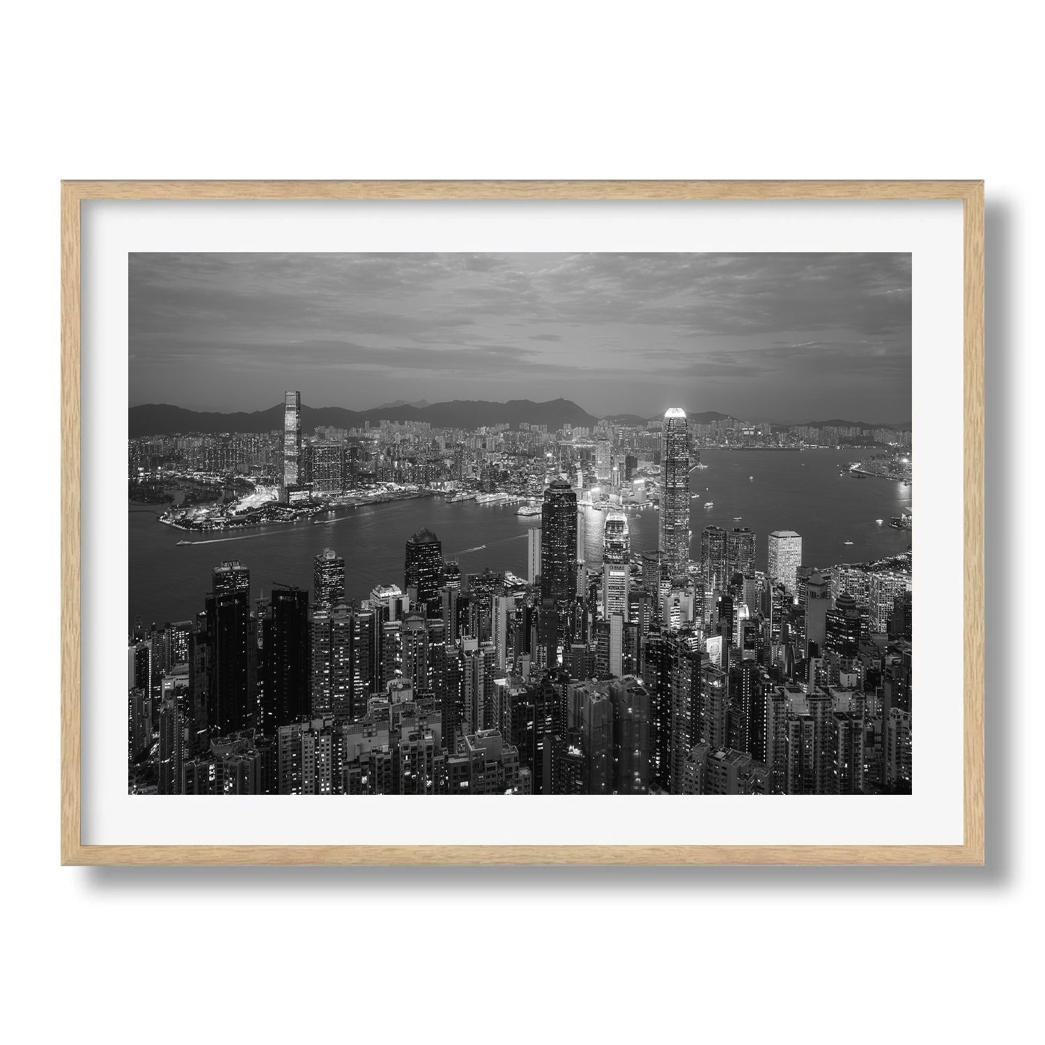 Hong Kong Skyline in Black & White - Peter Yan Studio Framed Photo Print Wall Art