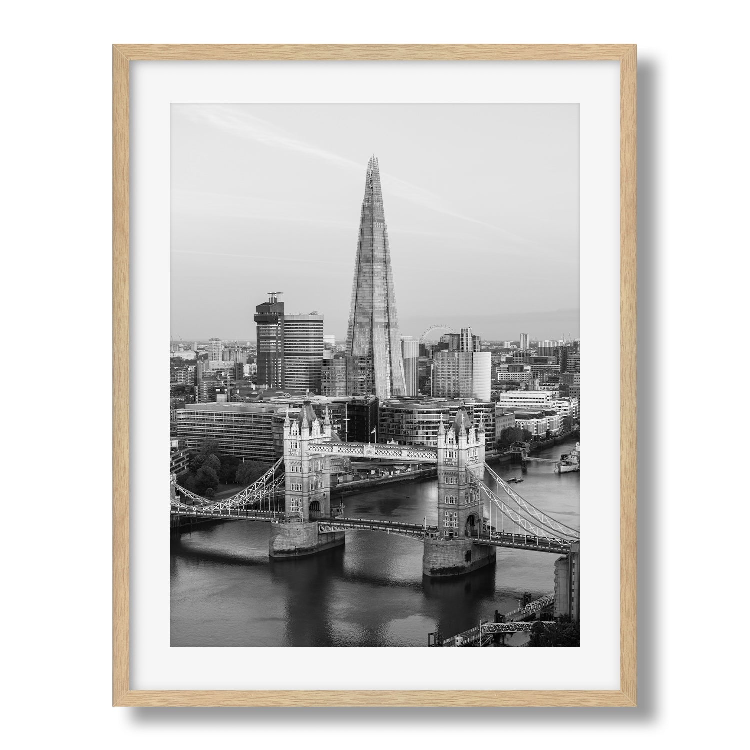 London Tower Bridge and The Shard Black & White - Peter Yan Studio Framed Photo Print Wall Art