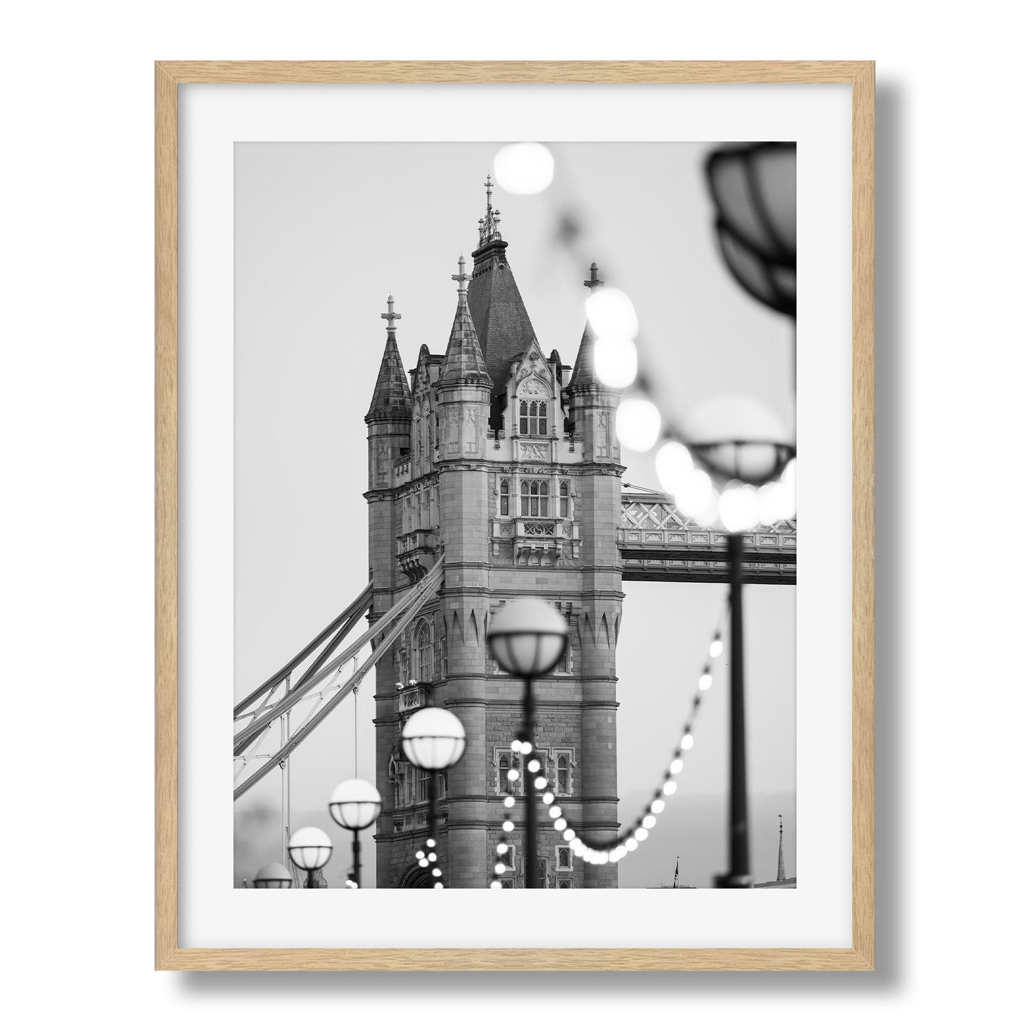 London Tower Bridge Lights Black & White Framed Print - Architecture by Peter Yan Studio