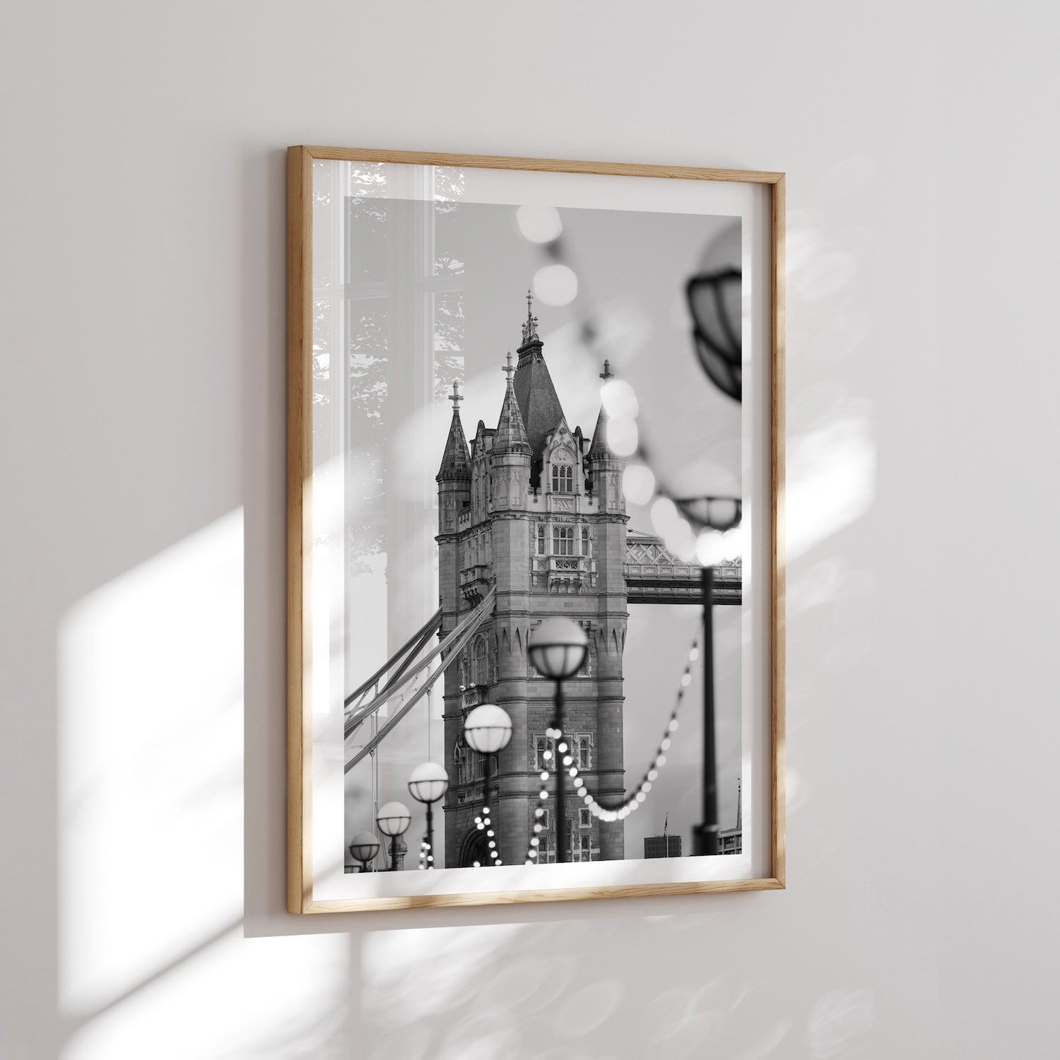 London Tower Bridge Lights Black & White Framed Print - Architecture by Peter Yan Studio