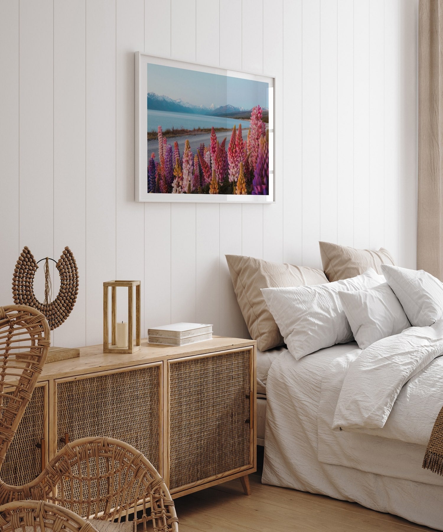 Lupin Flowers at Lake Pukaki - Peter Yan Studio Framed Photo Print Wall Art