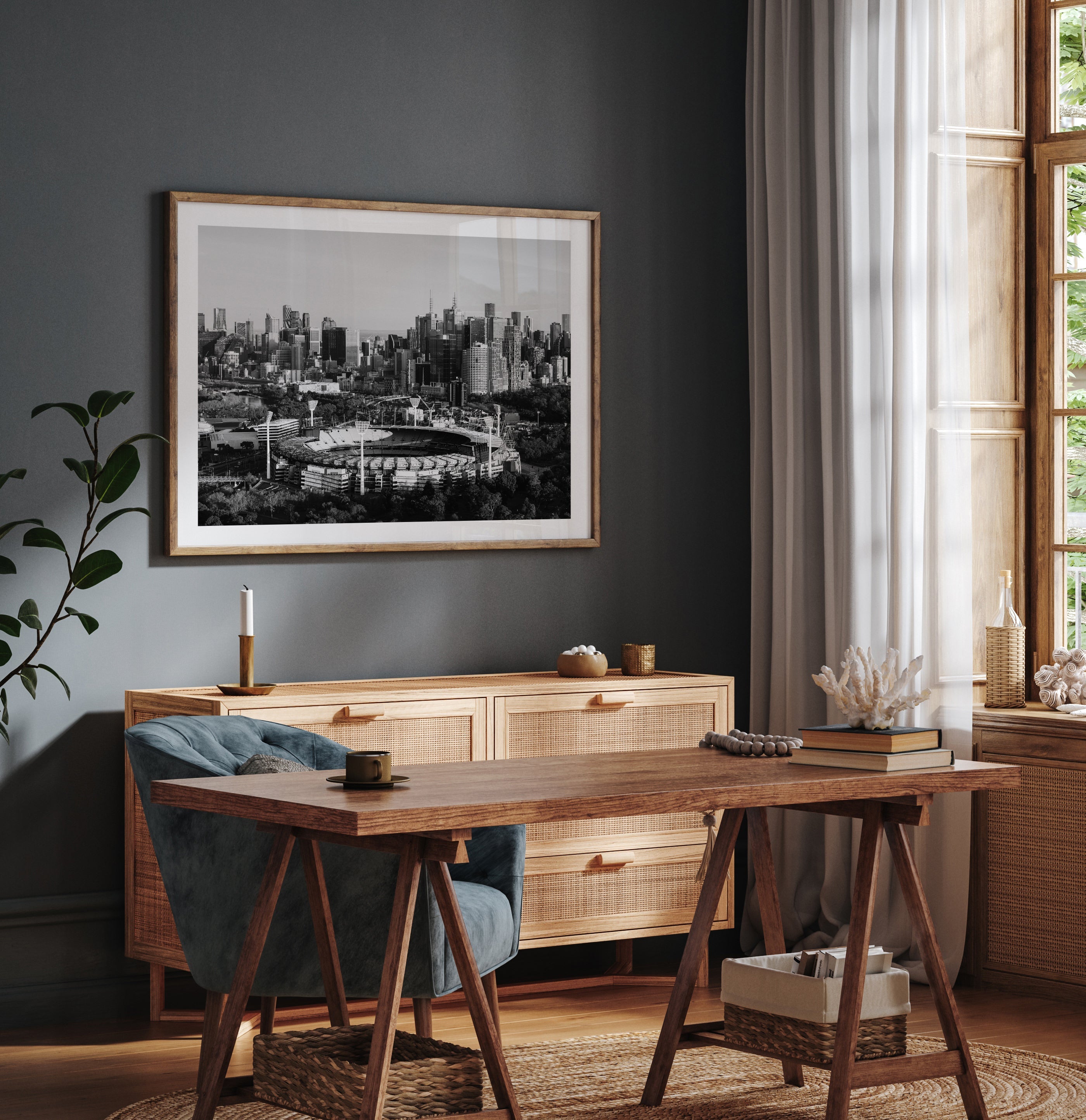 Melbourne MCG II Black & White - Peter Yan Studio Framed Photo Print Wall Art