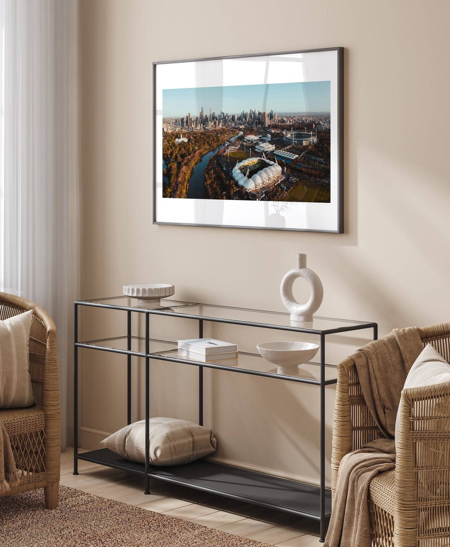 Melbourne Panorama - Yarra River, MCG - Peter Yan Studio Framed Photo Print Wall Art