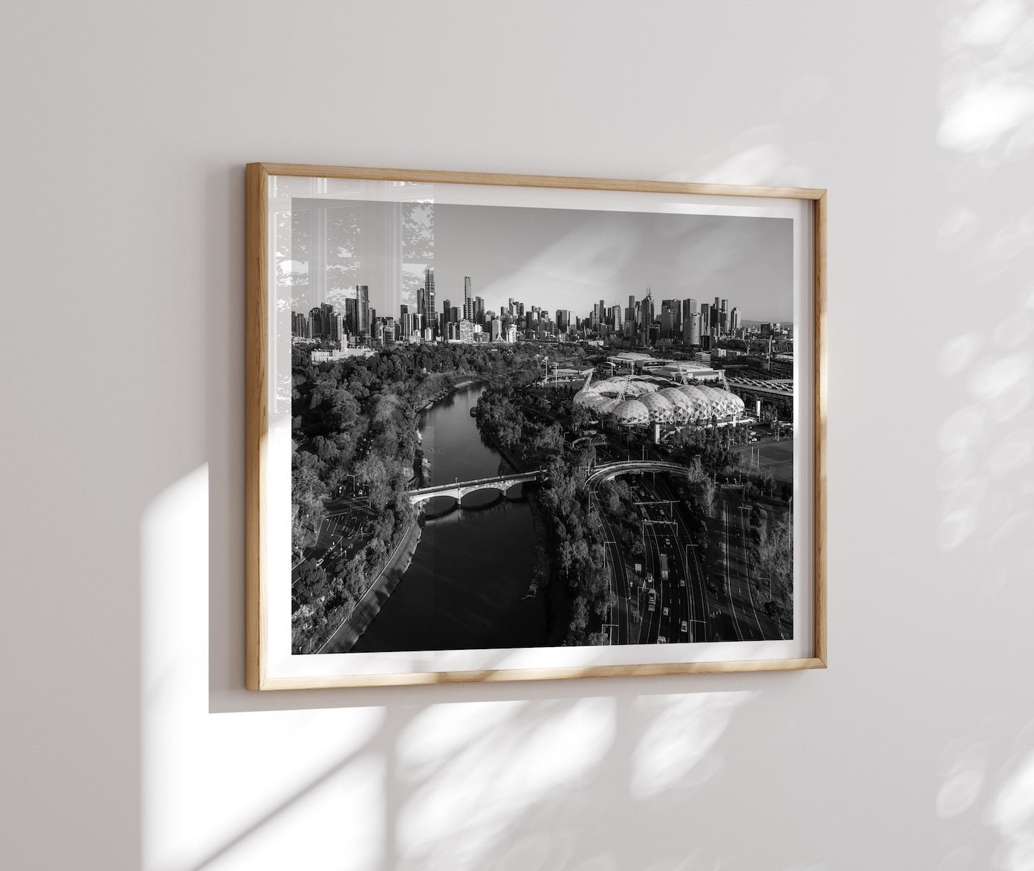 Melbourne Park and Yarra River Black & White - Peter Yan Studio Framed Photo Print Wall Art