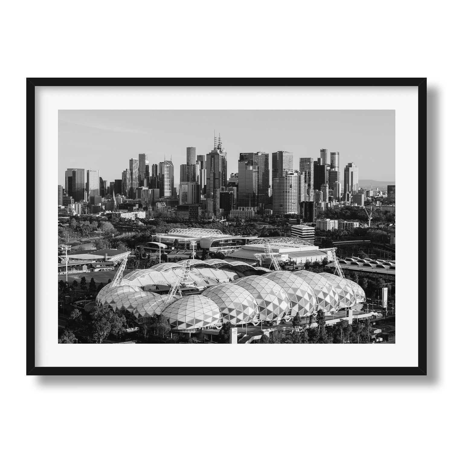 Melbourne Skyline AAMI Park Stadium Black & White - Peter Yan Studio