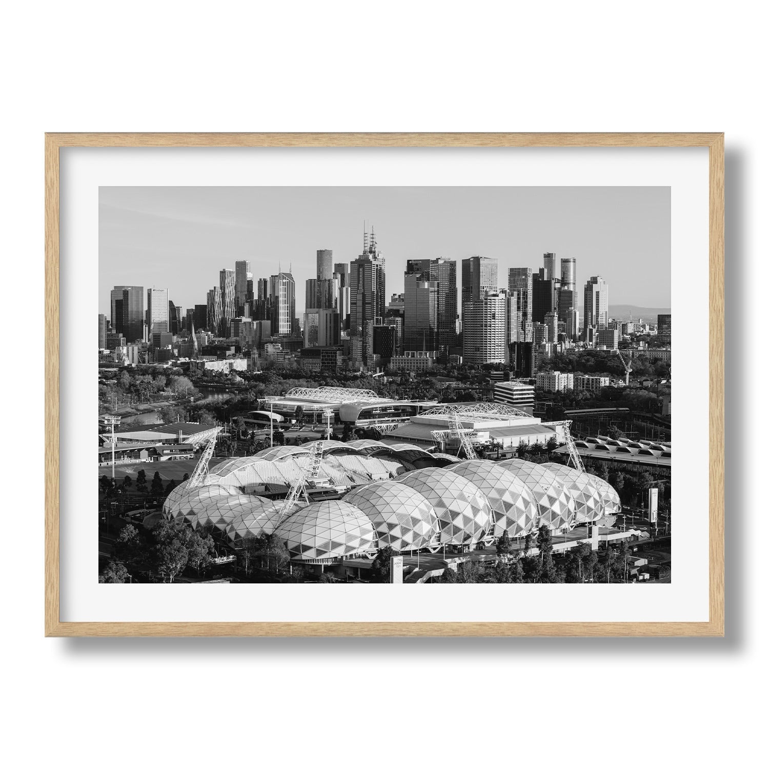 Melbourne Skyline AAMI Park Stadium Black & White - Peter Yan Studio