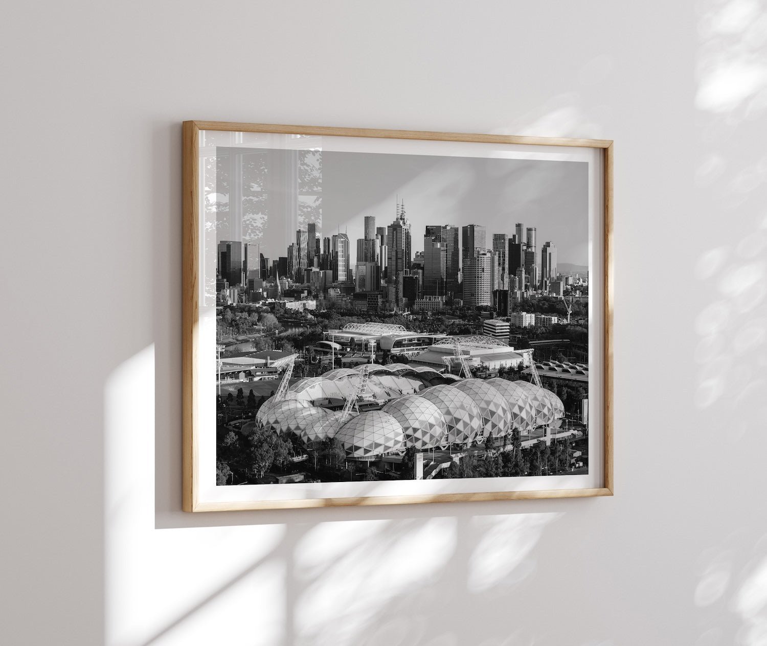 Melbourne Skyline AAMI Park Stadium Black & White - Peter Yan Studio Framed Photo Print Wall Art