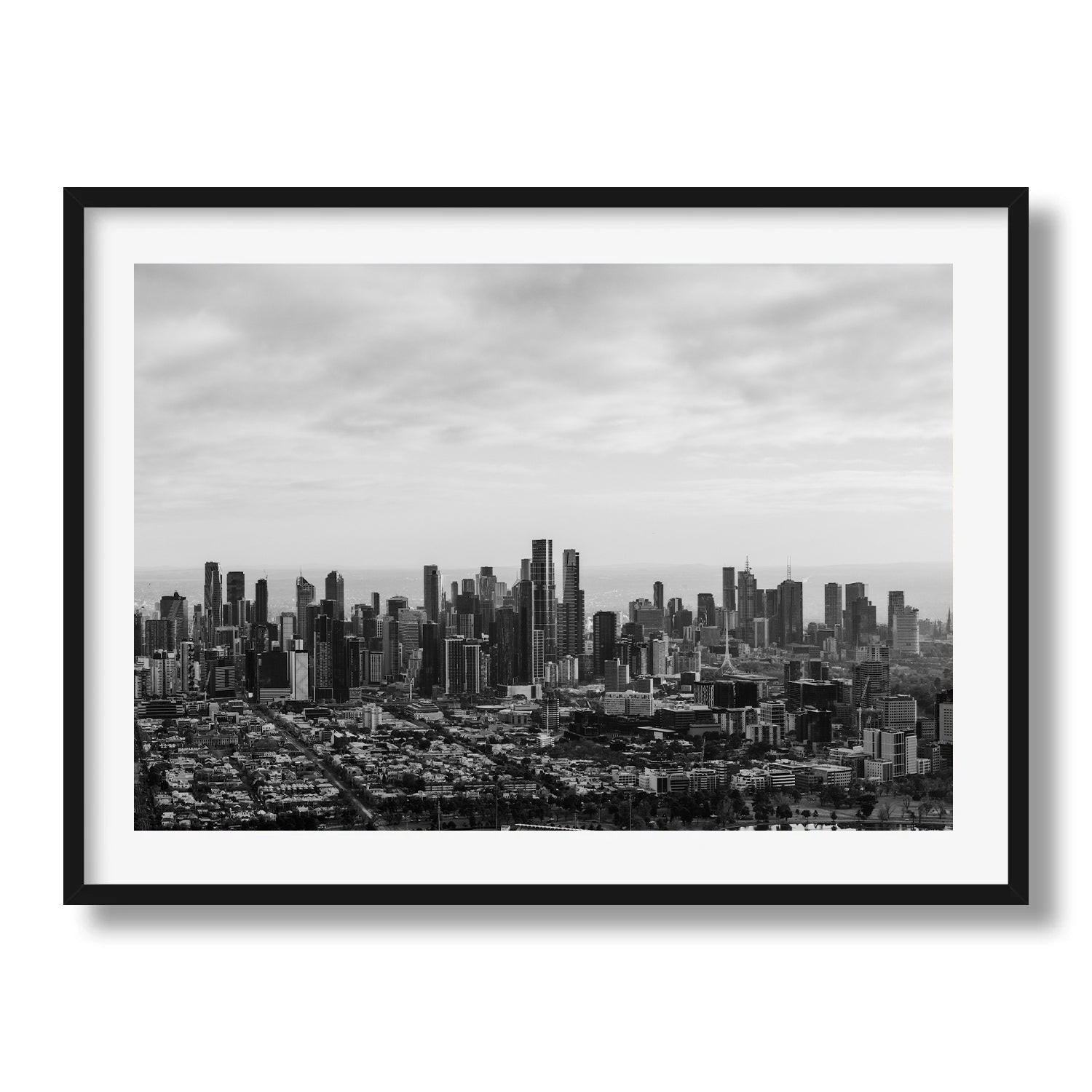 Melbourne Skyline Black & White - Peter Yan Studio
