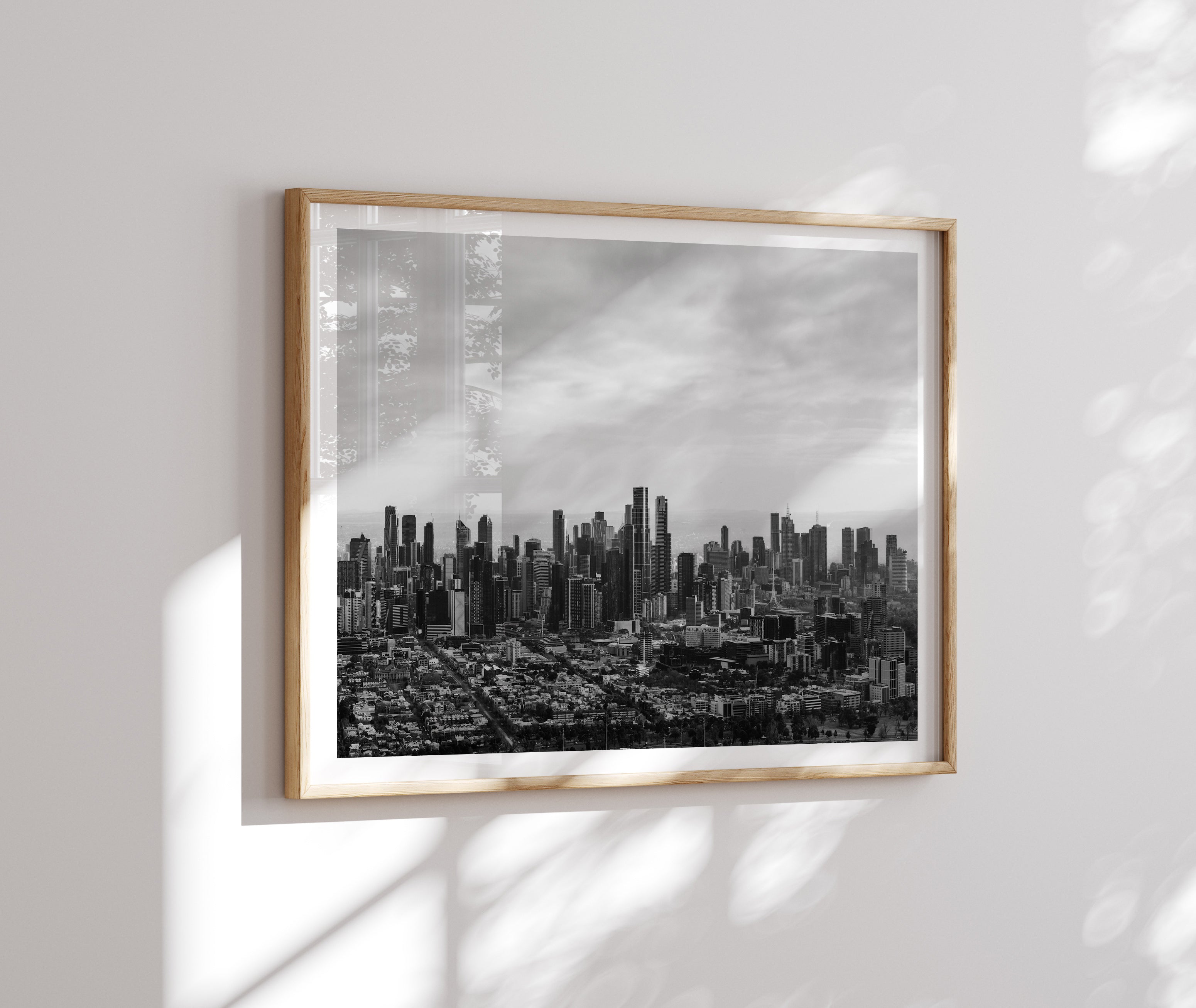 Melbourne Skyline Black & White - Peter Yan Studio Framed Photo Print Wall Art