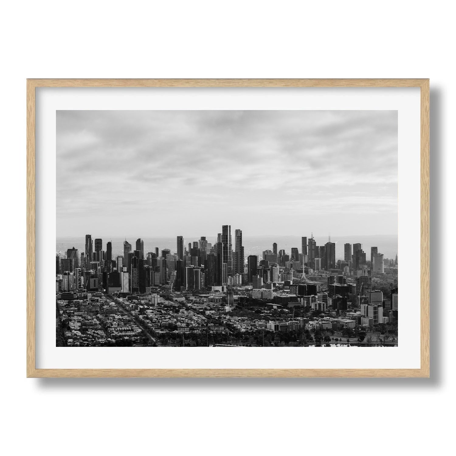 Melbourne Skyline Black & White - Peter Yan Studio Framed Photo Print Wall Art
