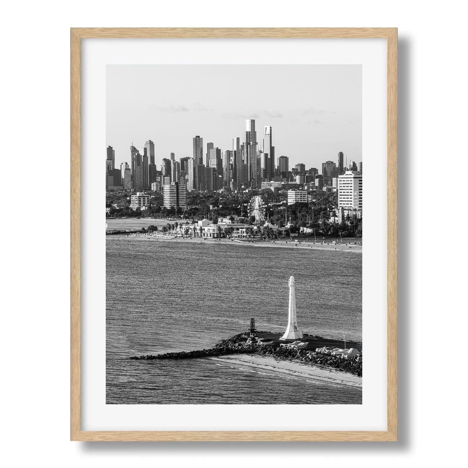 Melbourne St Kilda Beach Black & White - Peter Yan Studio Framed Photo Print Wall Art