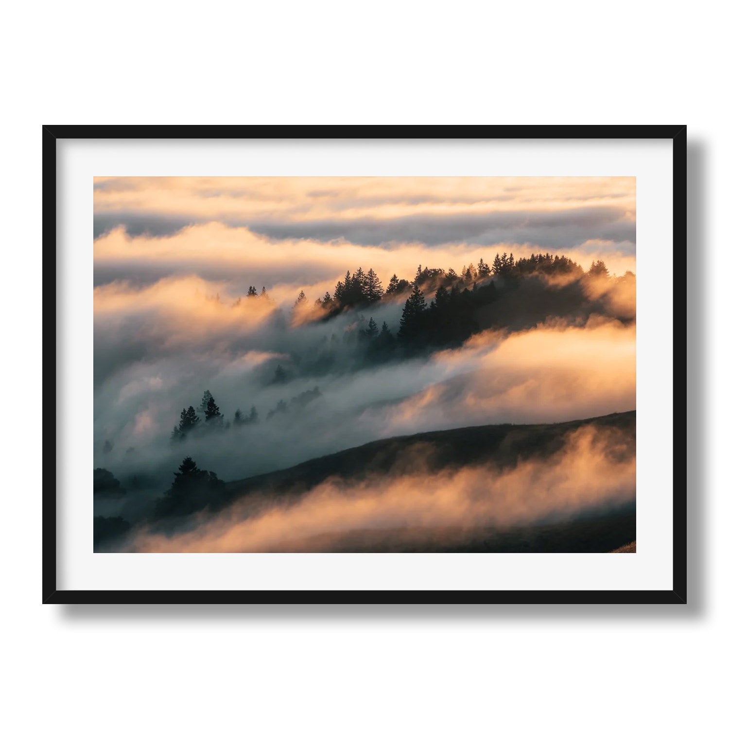 Mt Tamalpais Sunset Fog - Peter Yan Studio Framed Photo Print Wall Art