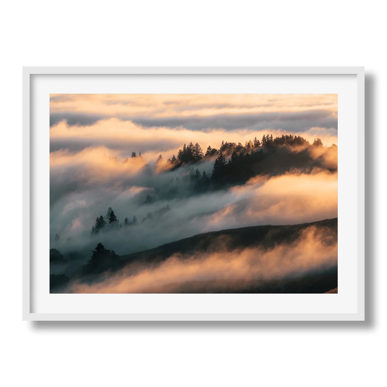 Mt Tamalpais Sunset Fog - Peter Yan Studio Framed Photo Print Wall Art