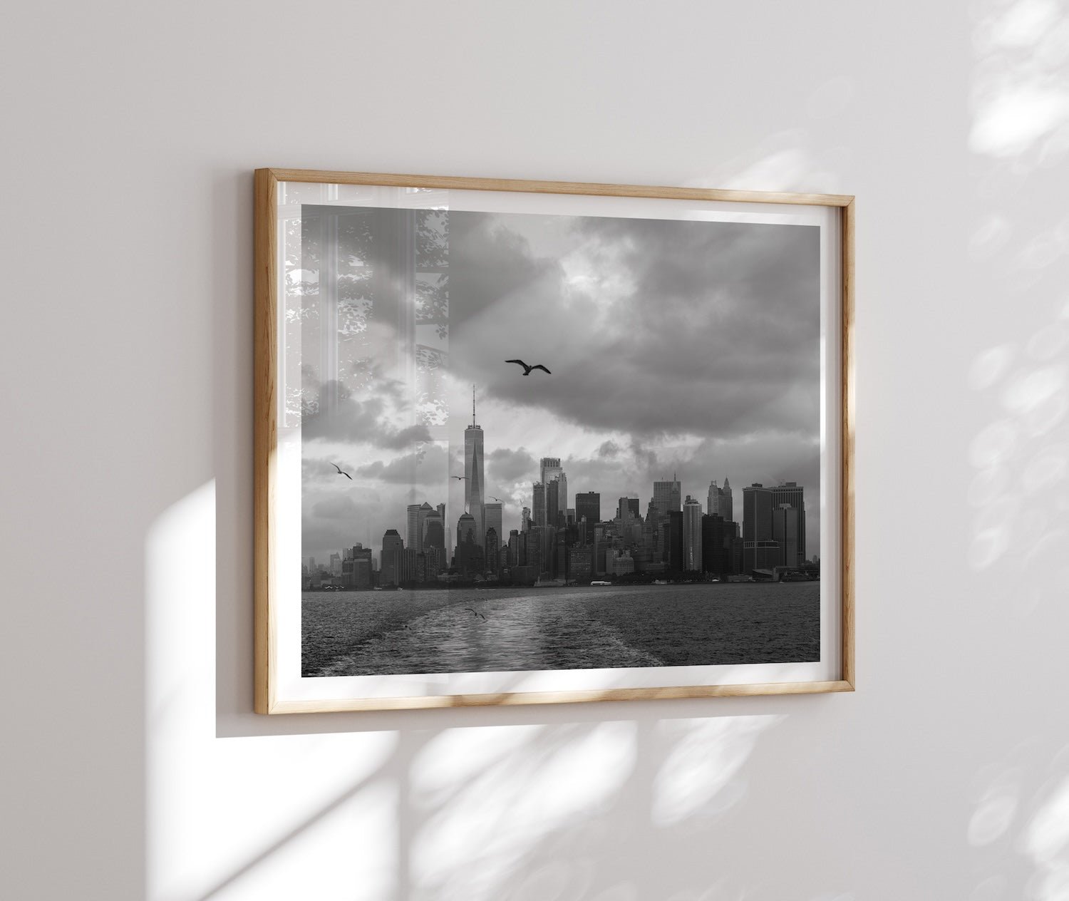 New York City from Hudson River in Black & White - Peter Yan Studio Framed Photo Print Wall Art