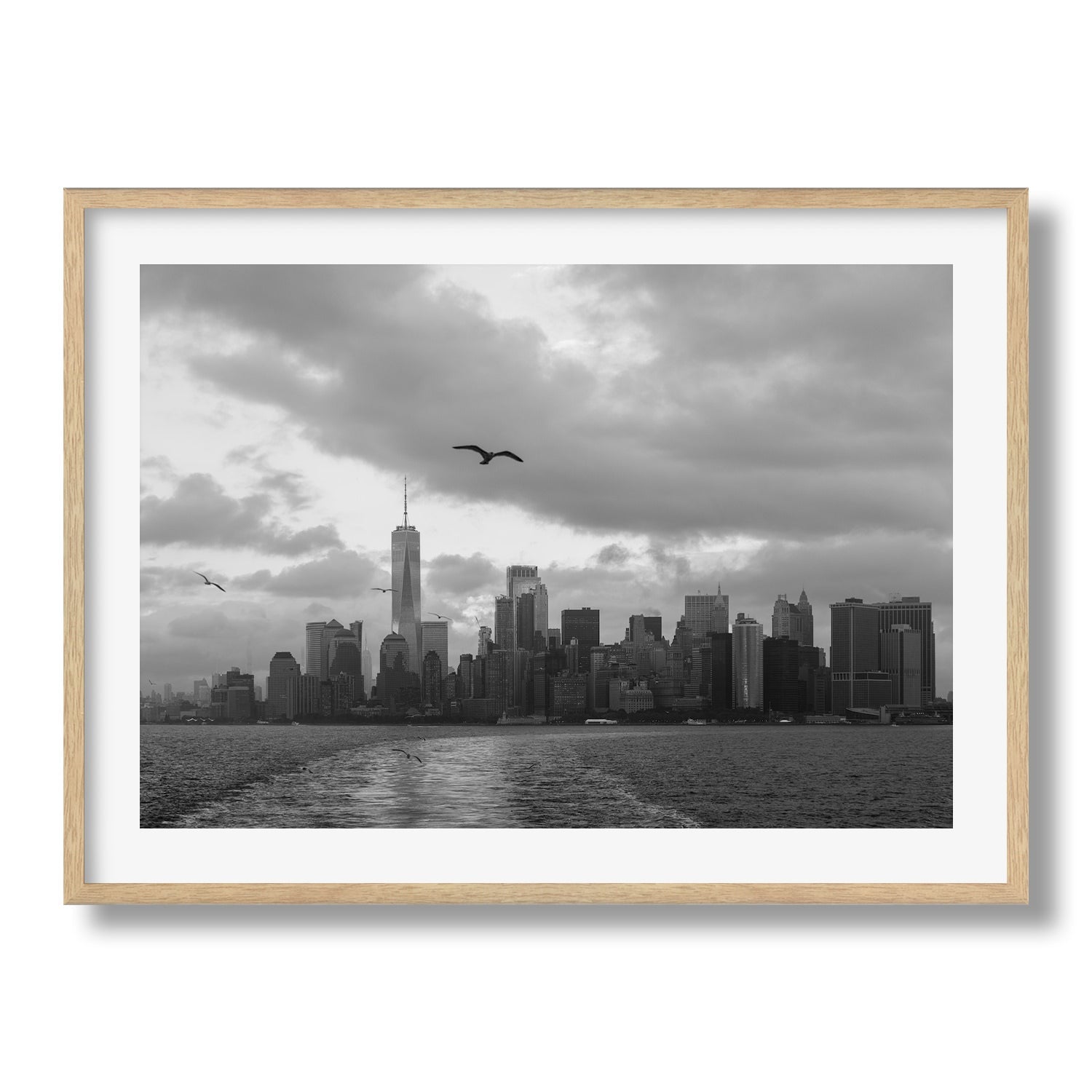 New York City from Hudson River in Black & White - Peter Yan Studio Framed Photo Print Wall Art