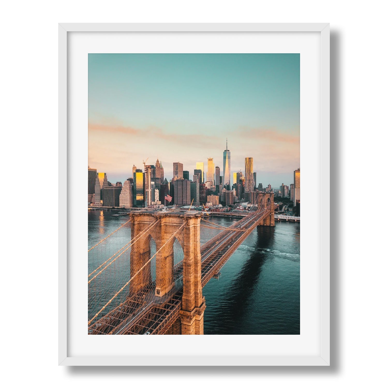 New York City Framed Print | Brooklyn Bridge sunrise photo print