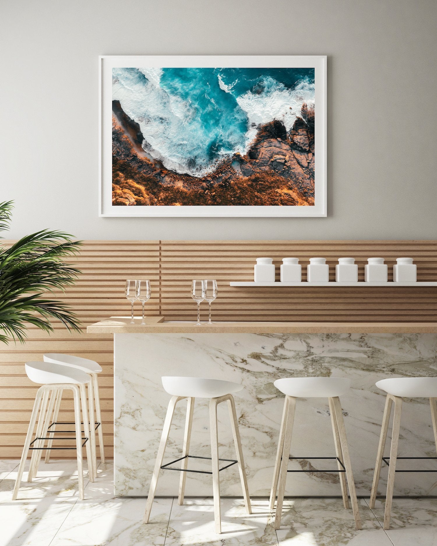 Ocean Waves Crashing Into Rocks - Peter Yan Studio Framed Photo Print Wall Art