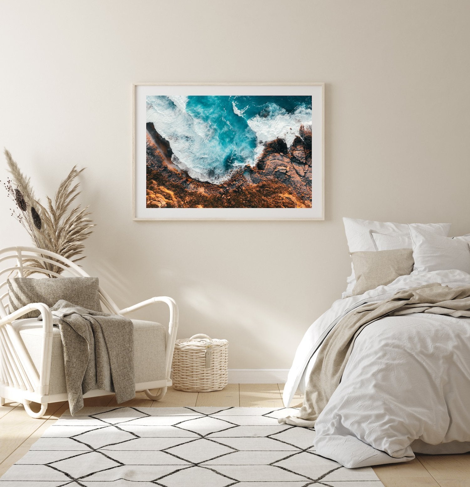 Ocean Waves Crashing Into Rocks - Peter Yan Studio Framed Photo Print Wall Art