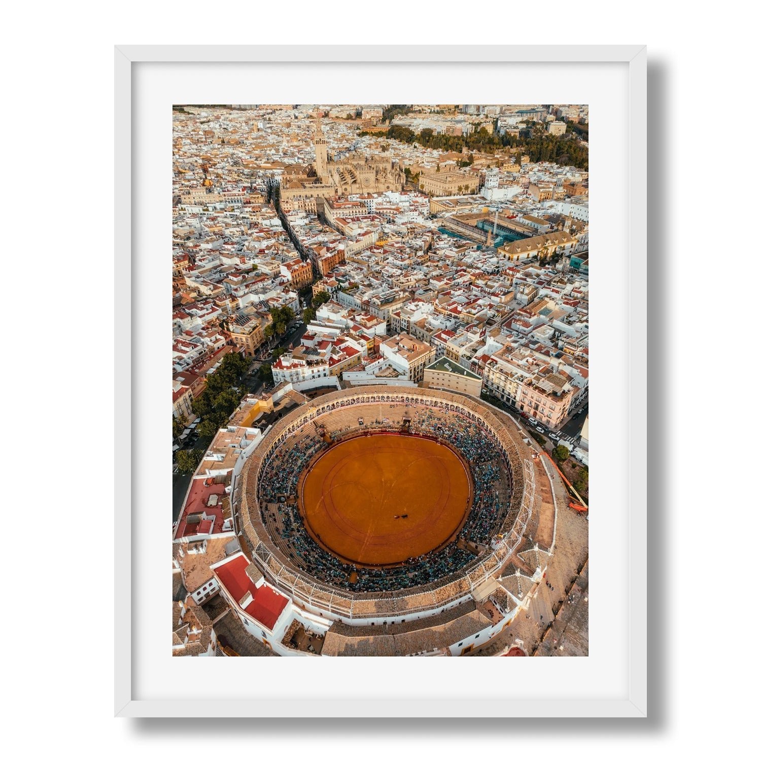 Plaza De Toros Seville Framed Print - Aerial by Peter Yan Studio