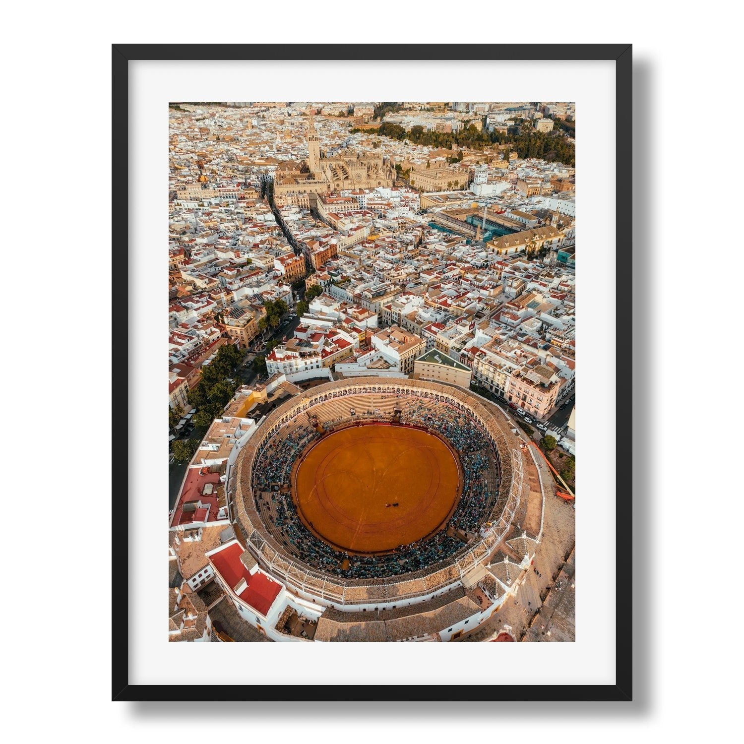 Plaza De Toros Seville Framed Print - Aerial by Peter Yan Studio