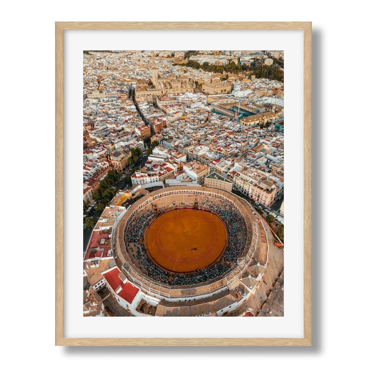 Plaza De Toros Seville Framed Print - Aerial by Peter Yan Studio