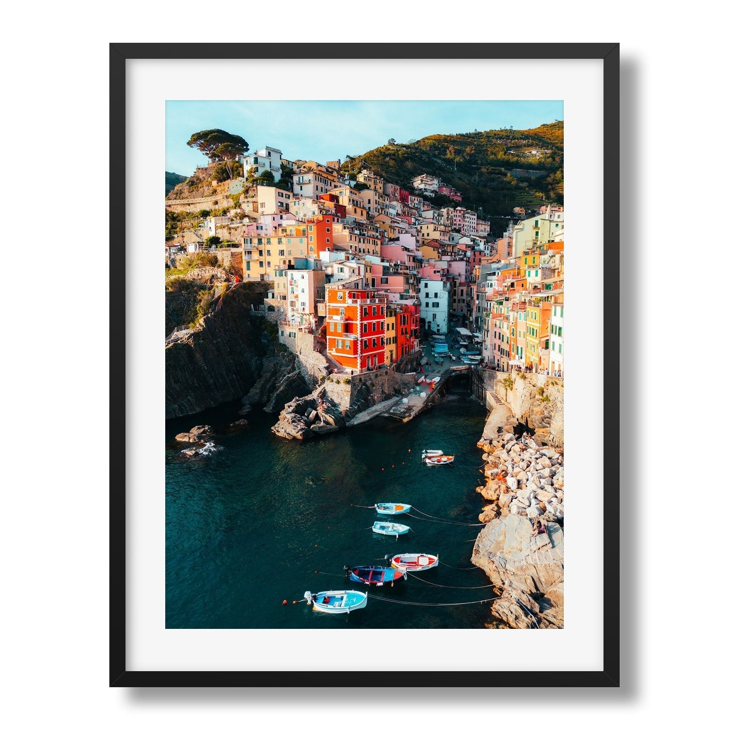 Riomaggiore Sunset, Cinque Terre II Framed Print - Aerial by Peter Yan Studio