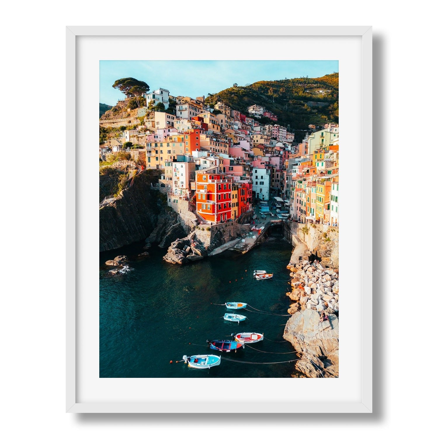 Riomaggiore Sunset, Cinque Terre II Framed Print - Aerial by Peter Yan Studio