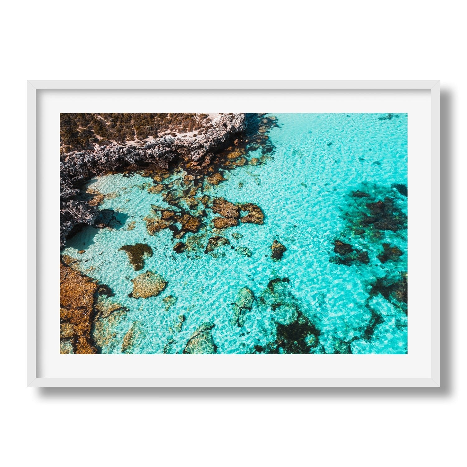 Salmon Bay, Rottnest Island, Western Australia IV Framed Print - Aerial by Peter Yan Studio