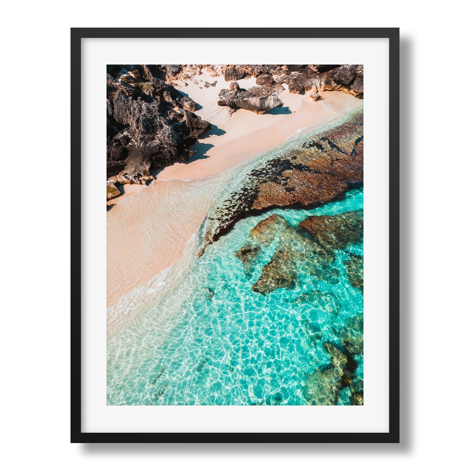 Salmon Bay, Rottnest Island, Western Australia V Framed Print - Aerial by Peter Yan Studio
