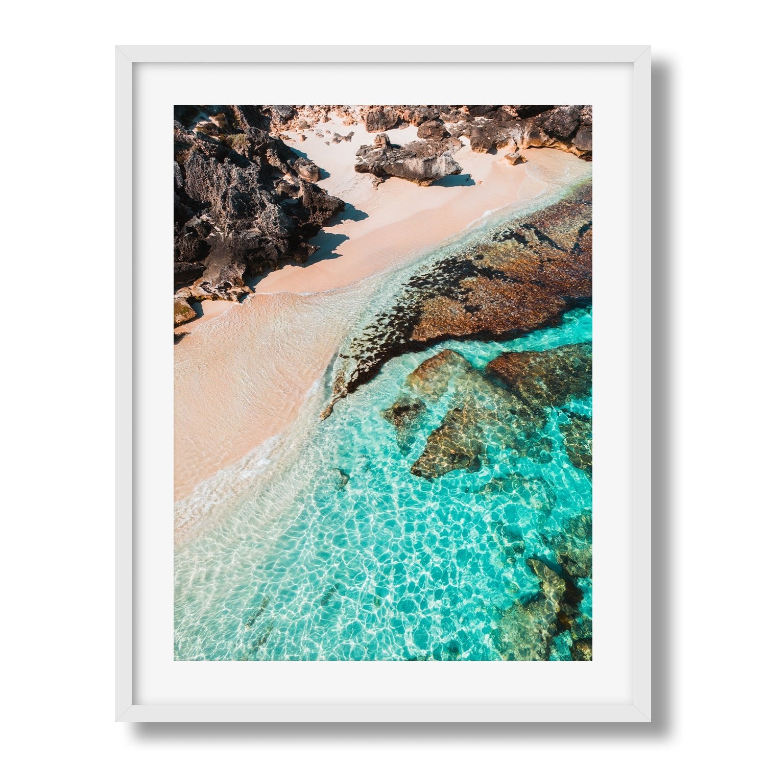 Salmon Bay, Rottnest Island, Western Australia V Framed Print - Aerial by Peter Yan Studio