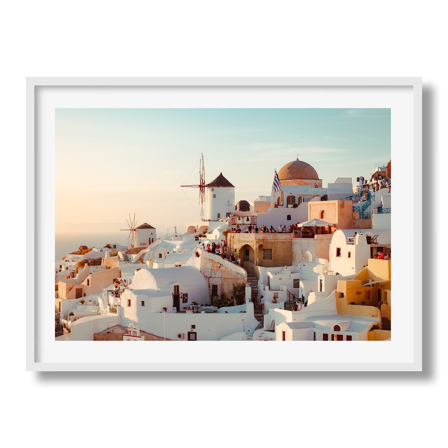 Santorini Sunset, Greece Framed Print - Architecture by Peter Yan Studio