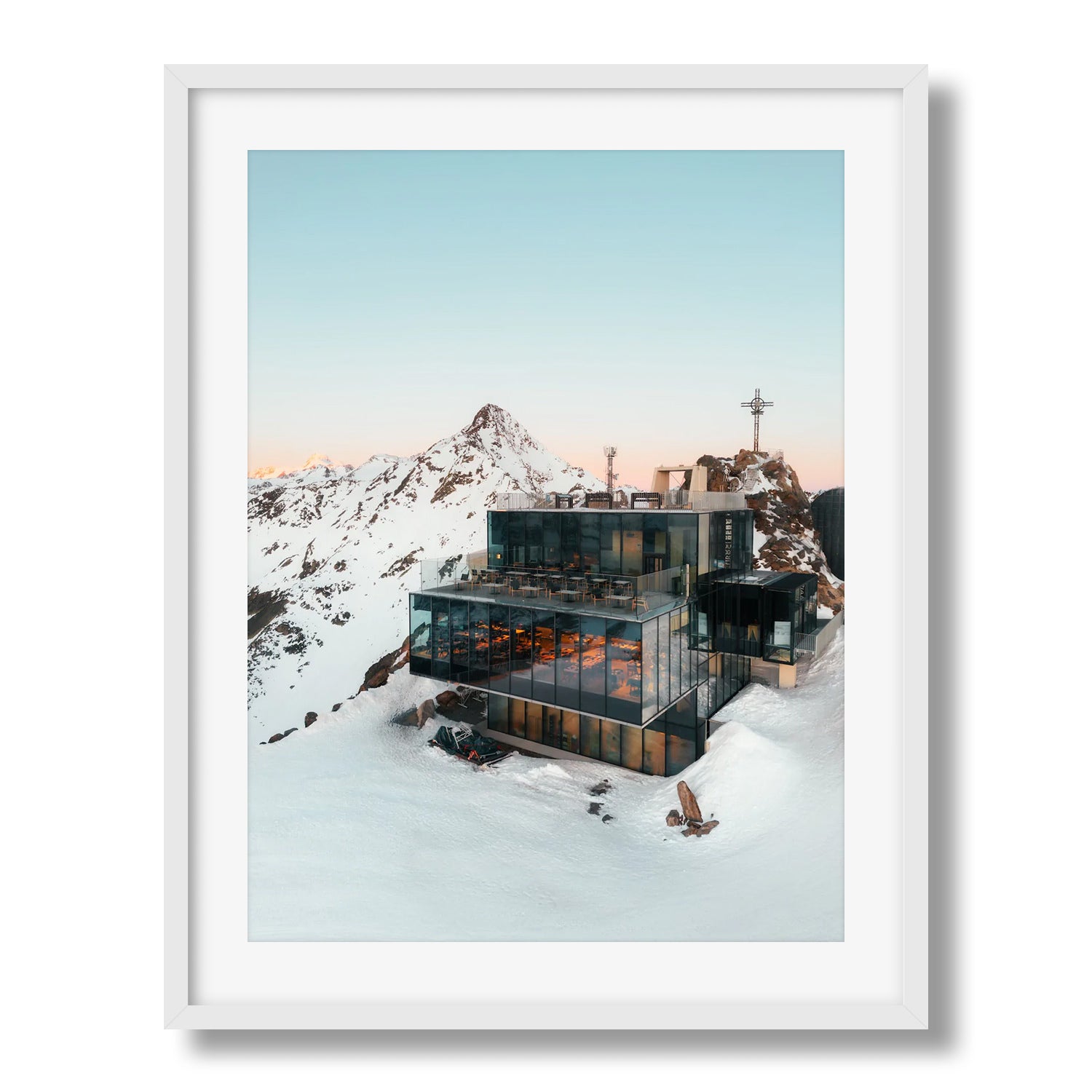 Sölden Ice Q From 007 Spectre II Framed Print - Aerial by Peter Yan Studio