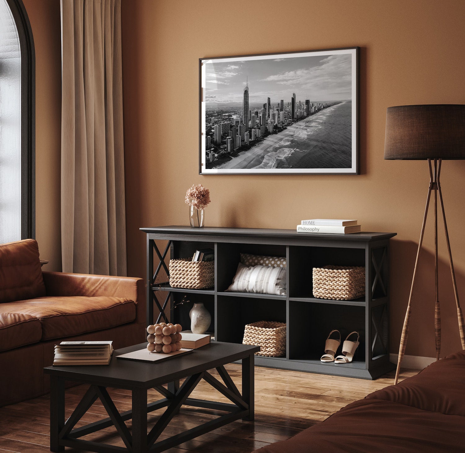 Surface Paradise Skyline Black & White - Peter Yan Studio Framed Photo Print Wall Art