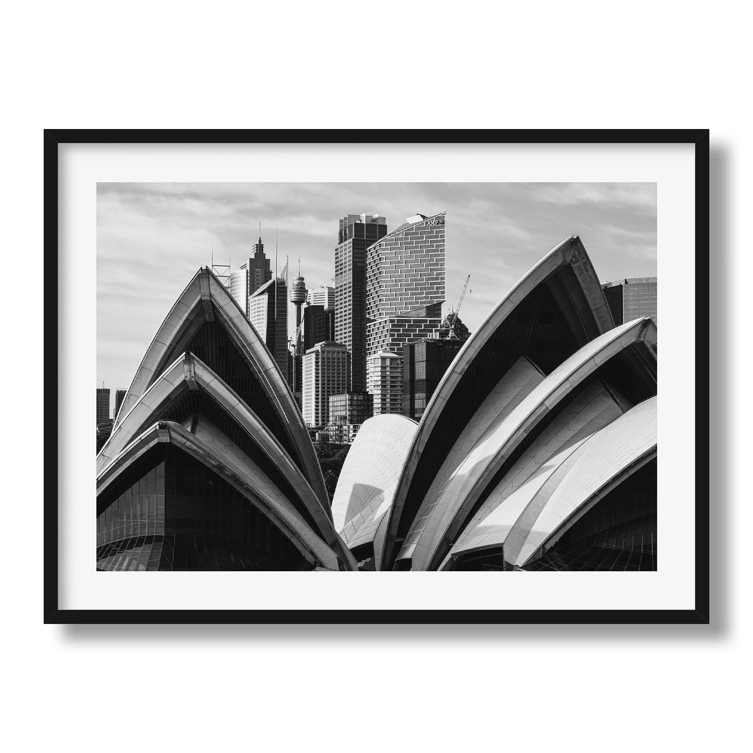 Sydney Behind Opera House Black & White - Peter Yan Studio Framed Photo Print Wall Art