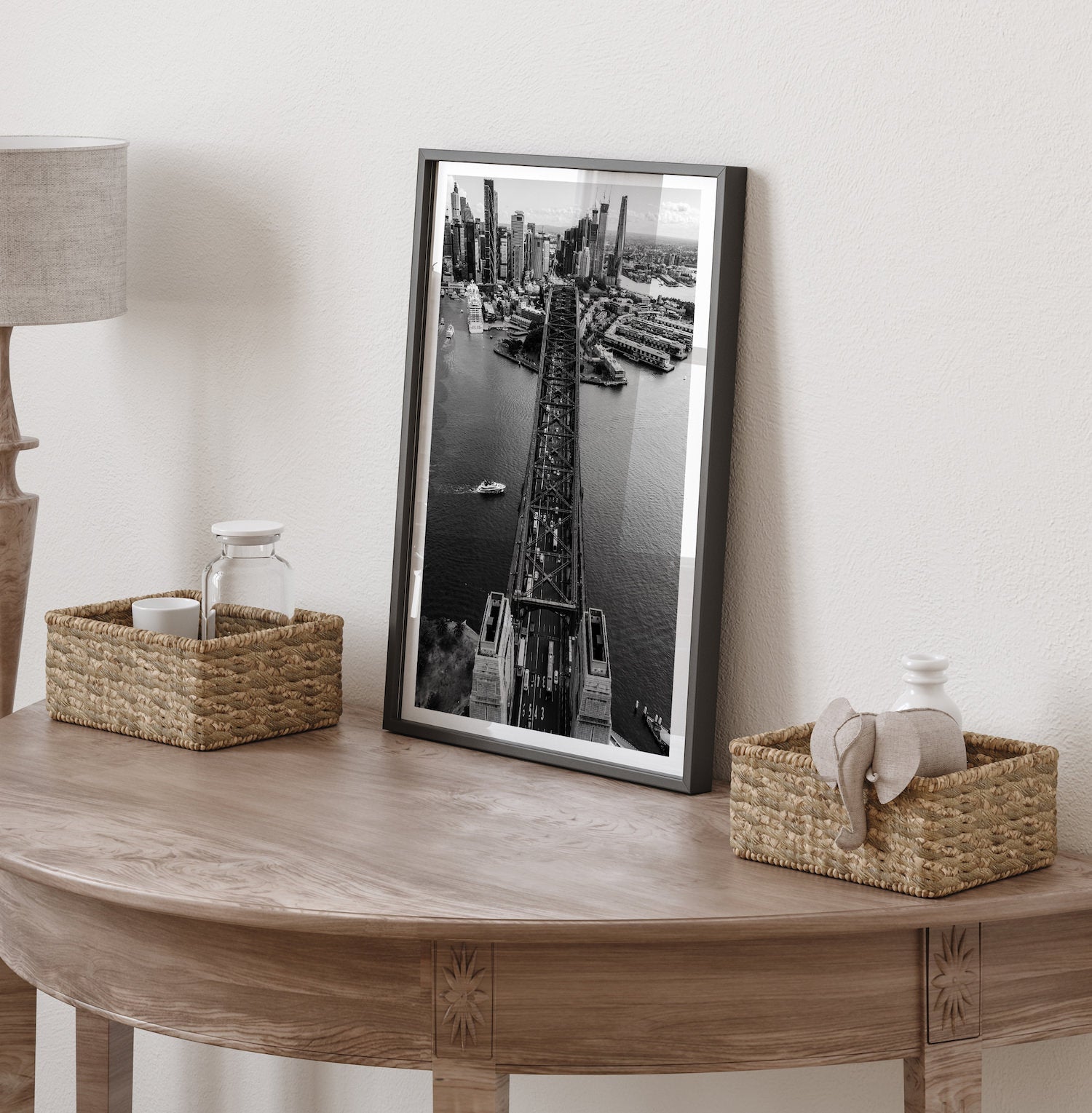 Sydney Harbour Bridge From Above Black & White - Peter Yan Studio Framed Photo Print Wall Art